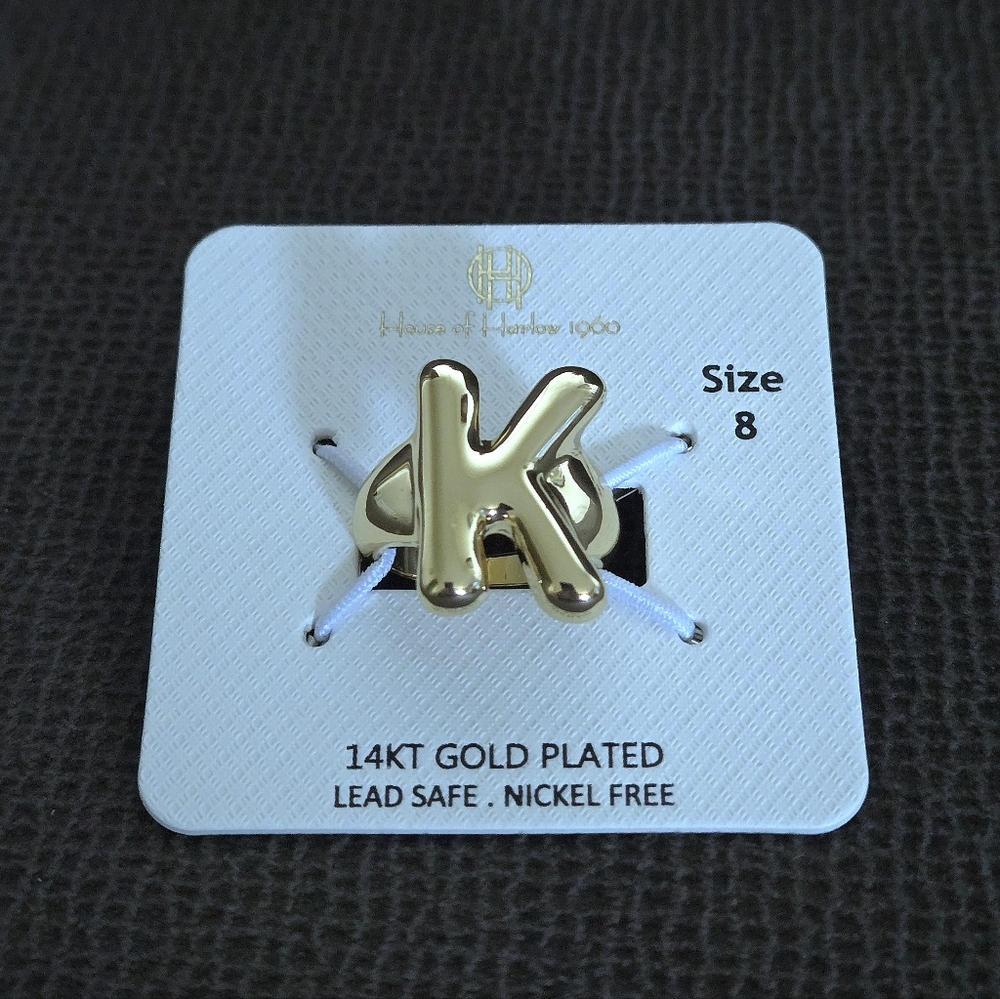House🏠 of Harlow 1960 Chunky Gold "K" Initial Ring💍 - Picture 2 of 15